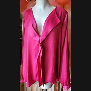 FOREVER 21 HOT PINK RUFFLE BLOUSE NWT
